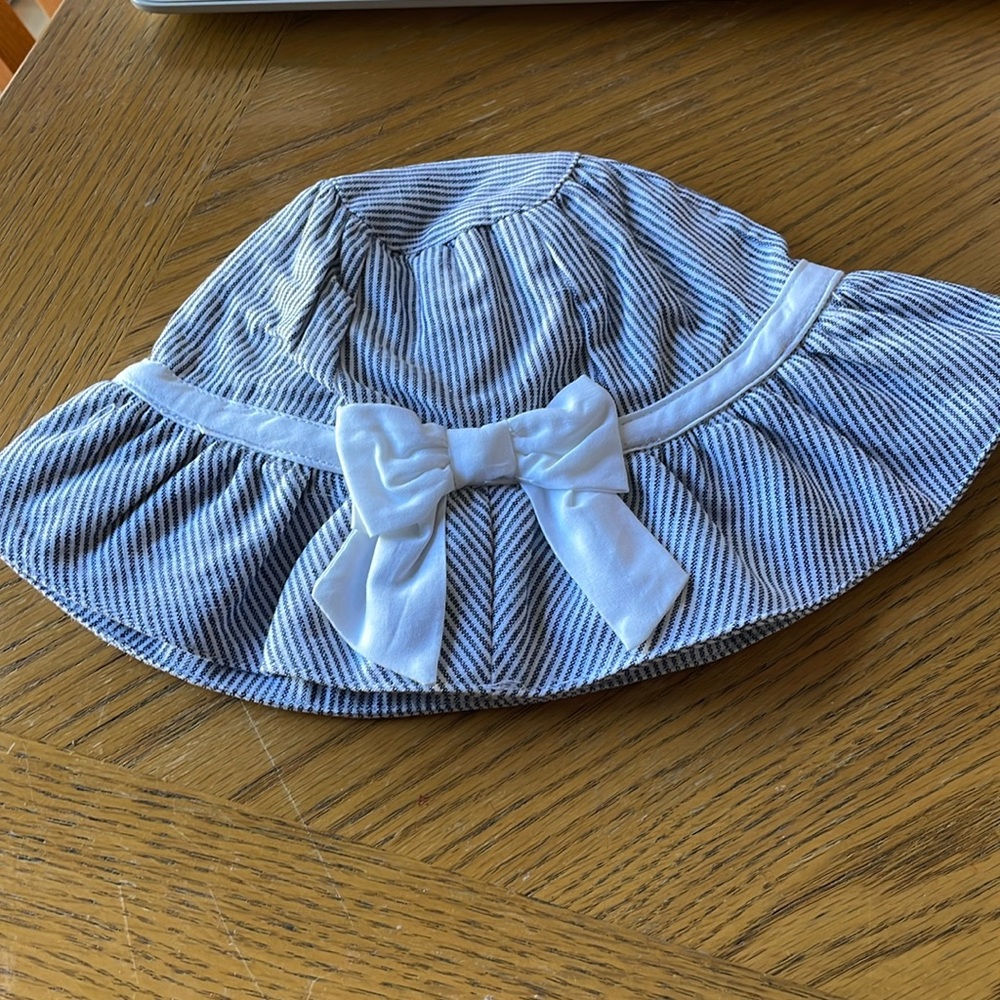 Janie and Jack Striped Bucket Hat with Bow Size 3 to 6 Months NWT